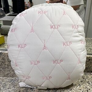 Karl Lagerfeld White and Pink Embroidered Pillow